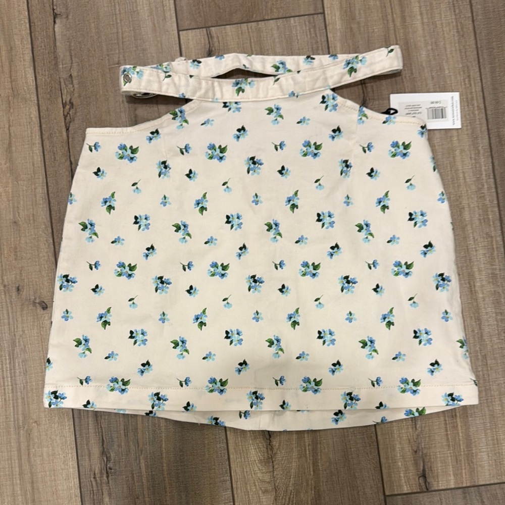 WeWoreWhat Cream Blue Casual Sundress Skirt